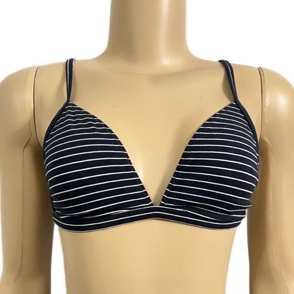 Victoria’s Secret Organic Burkinabe Cotton Unlined bralette bra black striped M - Picture 7 of 7